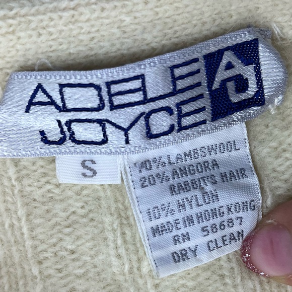 Adele Joyce Cream Lambskin Wool/Angora Rabbit Hair Buttoned Cardigan N264-31 - Picture 4 of 7